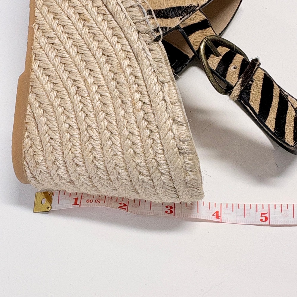 Banana Republic Zebra Print Haircalf Leather Wedge Espadrille Wedge Sandals 9.5M - Picture 11 of 12